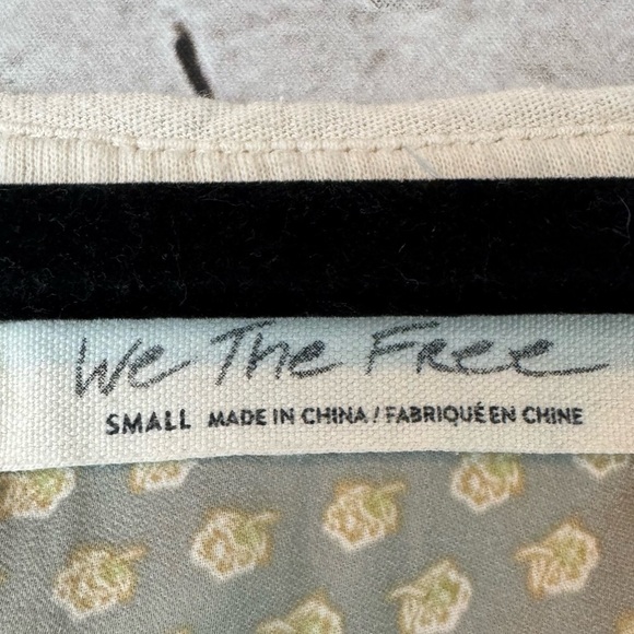 We The Free People Small Jade Long Balloon Sleeve Pattern Print Top Ecru Beige S - Picture 7 of 10